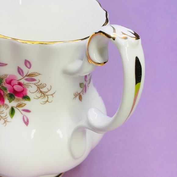 Vintage 60s Royal Albert England Lavender Rose Creamer: Gilded Bone China - Picture 5 of 10